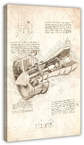 FISH DRAGATE Vintage-inspirierte Skizzen, Patent-Jet-Motor-Turbine, Leinwand, Poster, Schlafzimmer, Dekoration, Sport, Landschaft, Büro, Raumdekoration, Geschenkrahmen, 50 x 75 cm