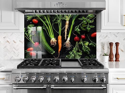 Myphotostation.com 60 WX40H en verre trempé motif légumes dosseret mural pour cuisinière panneau de cuisine design crédence végétale