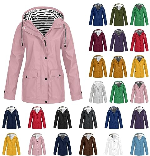 Manteaux Imperméables Vestes Femme Coupe Grande Taille Pardessus Épais Couleur Unie Rayé avec Cordon À Capuche Manteau de Neige Veste Vêtements D'Extérieur Automne Hiver