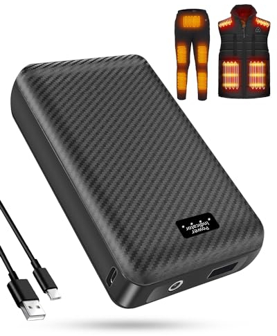 FERNIDA 16000mAh Powerbank, Langlebiger 7,4V Akku mit DC und USB-Anschluss für Beheizte Kleidung, Beheizte Weste, Beheizte Hosen und Mobiles Smart Gerät