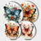 Red Butterfly Picture Round Hob Covers Watercolor Art 4-Piece Stove Plate Cooker Hob Covers for Cookers Top Burner Gas Range Oven Protector Kitchen Accessories Cooktop Decorative Decor