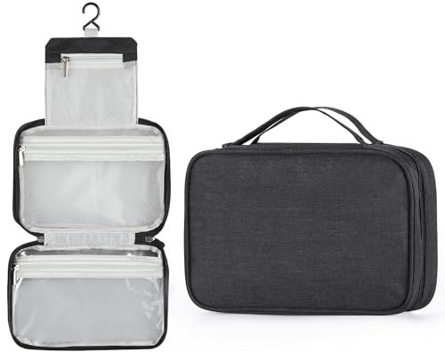 Hanging Toiletry Bag, Etercycle Portable Travel Toiletry Bags for Women Men, Waterproof Make up Wash Bag with Hook and Handle for Gym, Shower and Cosmetics(Black)