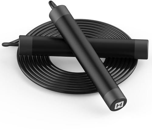 HANDIO Springseil, 0,9 kg, gewichtetes Springseil für Boxen, Cardio, Crossfit-Workout, 8-3 m Reichweite, verstellbare Länge, Stahlseile mit Kugellager und Metallgriffen, Springseil geeignet für Männer