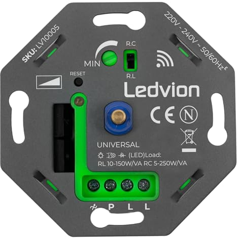 Ledvion - LED Smart WIFI LED Dimmer 5-250 Watt, Universell, LED, Einbaudimmer, Phasenabschnitt