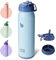 BOTTLE BOTTLE Insulated Water Bottle Stainless Steel 700ml（24oz） Bike Water Bottles with Straw and Adjustable Lid Daily Drink Flask Pill Organizer (blue)