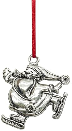 YEJAHY 2023 massives Zinn Weihnachten hängende Dekorationen, Weihnachtsbaum-Ornament, einzigartiges Geschenk, DIY Handwerk für Weihnachten, Urlaub, Zuhause, Party-Dekor (Ski Santa)