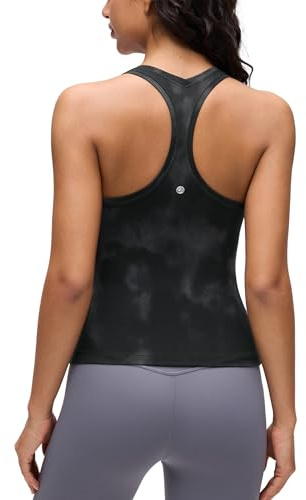 CRZ YOGA Butterluxe Racerback Gym Vest Top for Women Sleeveless Sport Tank Tops Summer Yoga Fitness Shirts Comfort Camisole Black Tie Dye Flowers 6