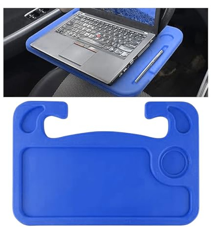 Car Steering Wheel Tray, Computer Office Car Table Tray, Auto Steering Wheel Desk for Eating, Multipurpose Car Desk Travel Accessories for Most Vehicles Steering Wheel (Blue)