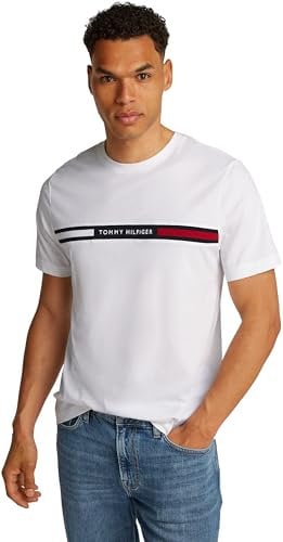 Tommy Hilfiger Men's Short Sleeve Round Neck T-Shirt, White (White), XXL
