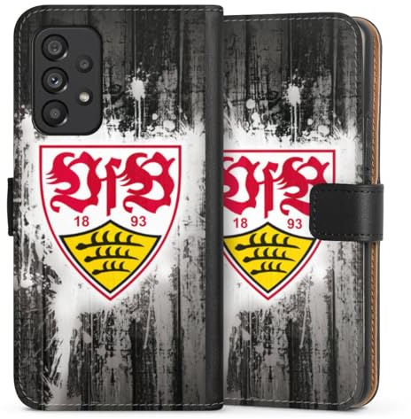 DeinDesign Klapphülle kompatibel mit Samsung Galaxy A53 5G Handyhülle aus Kunst Leder schwarz Flip Case VfB Stuttgart Offizielles Lizenzprodukt Bundesliga