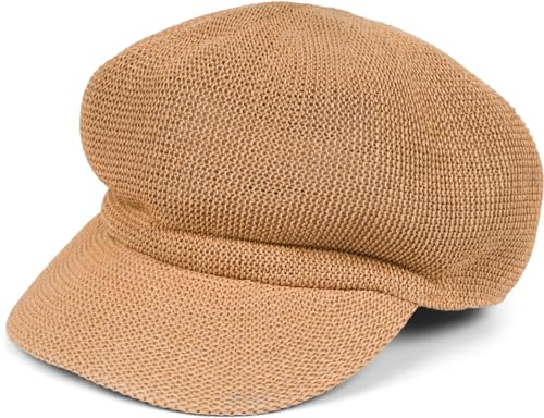 styleBREAKER Chapeau de Paille en Papier pour Femmes, uni, Casquette à visière, Chapeau de Soleil, Casquette Bakerboy, Casquette Newsboy 04023096, Couleur:Marron
