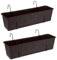 Tymar Blumenkasten Balkon mit Halterung, Balkonkasten, 2 Stück, Rattan, Pflanzkasten aus Kunststoff((2pack) Braun, 70cm)