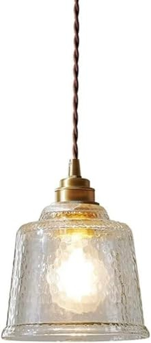 Decora la stanza dei bambini Lampada a sospensione con paralume in vetro ondulato - Lampadario moderno Lampadario dorato Isola della cucina Paralume a campana Lampada a sospensione a soffitto singolo