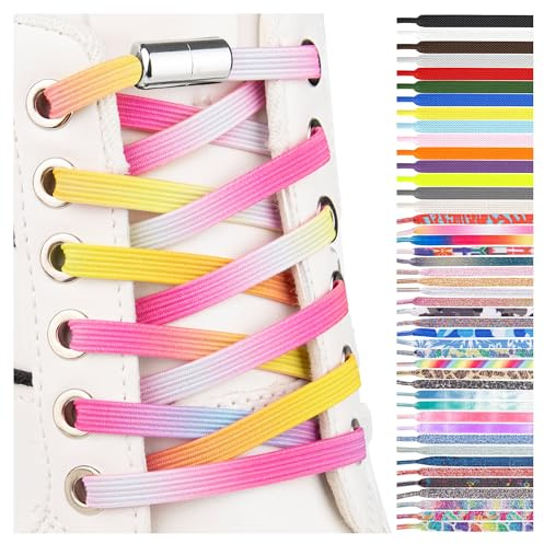 SULPO 1 Paar Elastische Schnürsenkel ohne Binden mit Schnellverschluss | 1 Paar Gummi-Schnürsenkel mit Metallverschluss - Schuhbänder ohne Binden für Kinder, Erwachsene, Sneaker und Sportschuhe