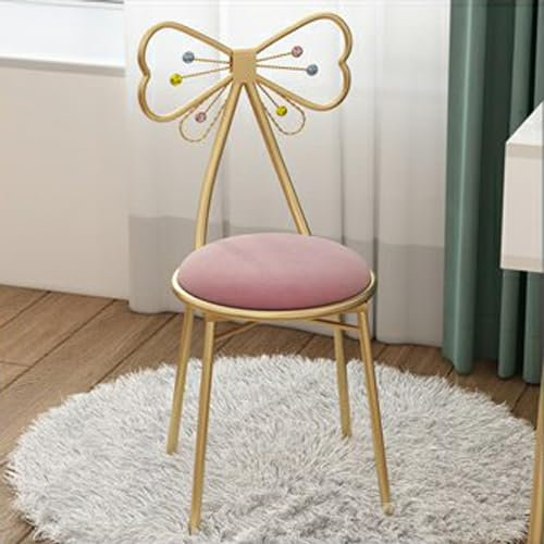 QPWOPNGAS Coiffeuse De Chambre à Coucher, Coiffeuse, Coiffeuse avec Dossier, Structure en Métal, Coussin éponge Intégré, Petite Coiffeuse, Coiffeuse(Color:Pink)