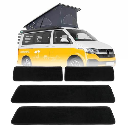 4-TLG Teppiche Einstieg Trittstufen passend für VW T5 T6 T6.1 Multivan California Caravelle Transporter Shuttle, Teppiche Fußmatten für 2 Schiebetüren