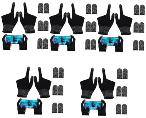 POPETPOP 5 Sets Gaming Gloves for Sweaty Hands Touchscreen Game Gloves Breathable Elastic Cuff Mobile Phone Fit