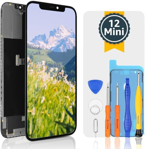 bokman für iPhone 12 Mini Display, 5,4 Zoll Ersatz-LCD-Bildschirm Montage Frontplatte mit Reparaturwerkzeug-Kits für A2399, A2176, A2398