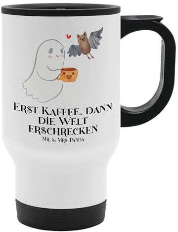 Mr. & Mrs. Panda Thermobecher Gespenst Kaffee - Geschenk, Kaffeetasse zum Mitnehmen, Geschenke, Thermobecher für 400 ml, Dekoration, To Go Becher,