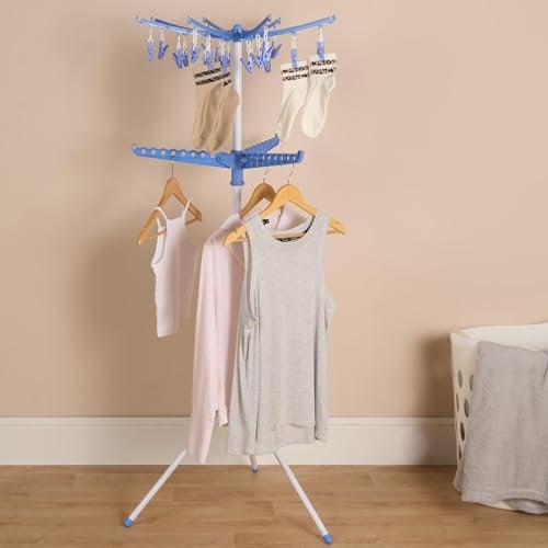 OHS Multifunctional Clothes Dryer Hanger & Peg Airer, Peg Drying Rack for Laundry Space Saving Durable Design for Indoor Outdoor Use, One Size - White