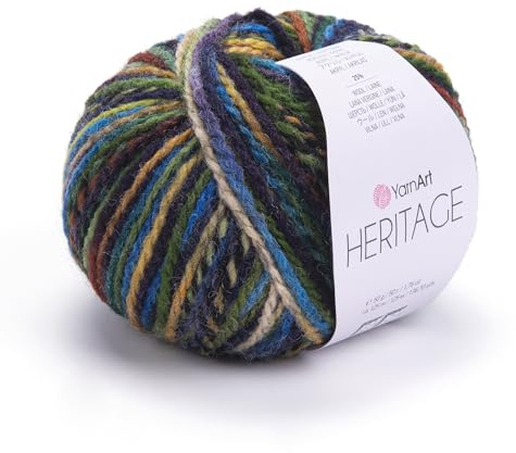 YarnArt Heritage Variegated Wool Yarn - Medium Weight Yarn for Winter Knitting, Soft Hand Knitting Yarn for Sweaters, Cardigans, Scarves, Hats, Winter Knitting Yarn, Scarf and Hat Yarn (333)