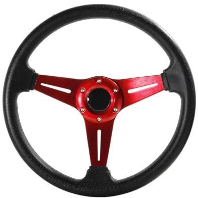 Auto Lenkrad 350 Mm 14 Zoll Universal Sportlenkrad Drift Simulation Rennspiel Lenkrad Auto Innenausstattung(Rot)