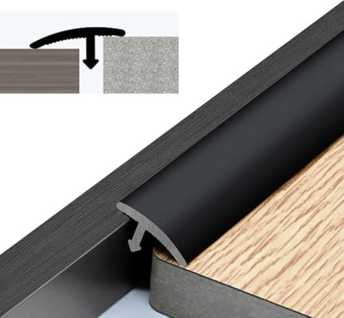 OUUOYSD Schwellenleiste, Abdeckleisten aus Edelstahl, Schwellennaht-Abdeckleiste aus Aluminium, Höhe weniger als 6 mm, Bodenleiste for Verbinden von Bodenlücken(Black)
