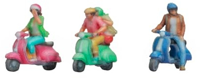 NOCH N figures motor scooter rider, miniature figure for model railway track N, ideal for dioramas and model making landscapes