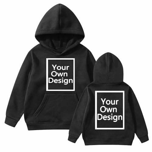 Generic Unisex Kids Personalised Custom Hoody Top Boys Girls Ages 3-11 Years Black, Pink, White, Red