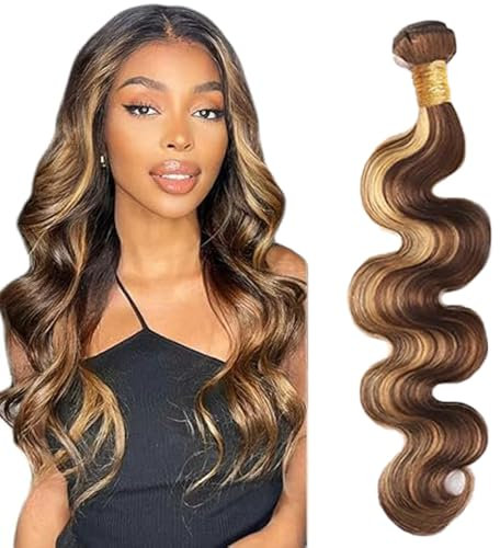Lakaisa Body Wave Human Hair Bundles Blonde 100% Unprocessed Brazilian Remy Hair P427 Highlight Real Hair Echthaar Tressen Extensions Sew in Hair 1 Bundle for Woman 20 Zoll