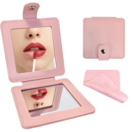 SwirlColor Espejo pequeño, Espejo Maquillaje de Viaje pequeño, Espejo Plegable portátil, Lupa compacta de Doble Cara, Adecuado para Bolsillos de Bolsos