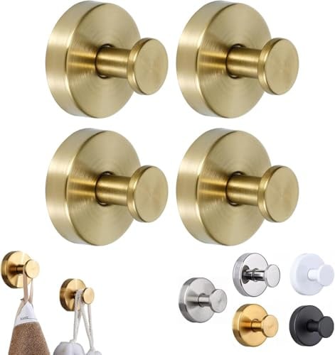 4 Stück Saugnapf Haken Belastbar 5kg Ohne Bohren Saughaken Handtuchhalter Saugnapf Handtuchhaken Klebehaken Extra Stark Wandhaken für Badezimmer Küche Glatte Fenster Saugnapfs Haken (Gold)