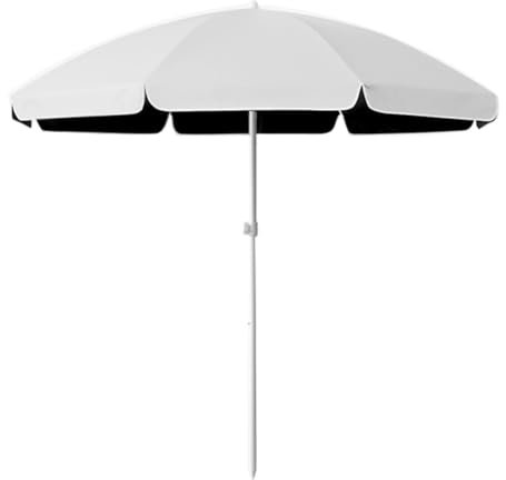 KXWOQ3ED Sombrilla de playa redonda portátil, sombrilla de jardín al aire libre, protección UV, sombrilla de mercado, altura ajustable, blanco, 220cm