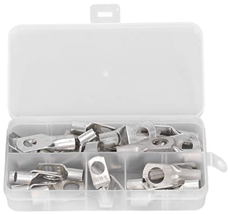 Heavy Duty Wire Lugs, 30 PCS SC16/SC25/SC35 Tinned Copper Ring Terminals with Storage Box, Marine-Grade Battery Cable Connectors for Inverter, Automotive
