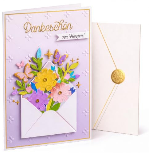 Joli Coon 3D Dankeskarte SIGNATURE, mit FinePaper Kuvert, 17 × 11,5 cm | 350g Designerpapier, Fine-Paper-Kuvert, goldener Siegelsticker, für persönliche Dankesworte, Premium-Papeterie