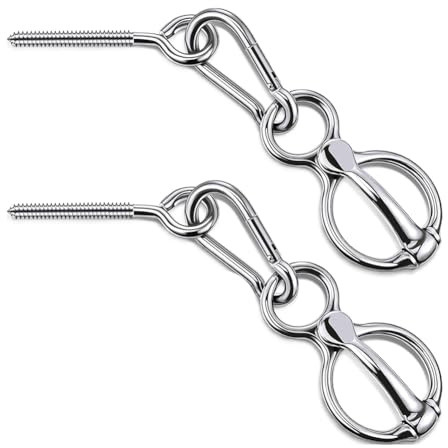 Harewtwy 2 Sets Horse Tie Ring Stainless Steel Tie Ring for Horses for Indoor and Outdoor Reducing Horse Injured When Pull for Tying and Retracting, Helps Horse Pull Back