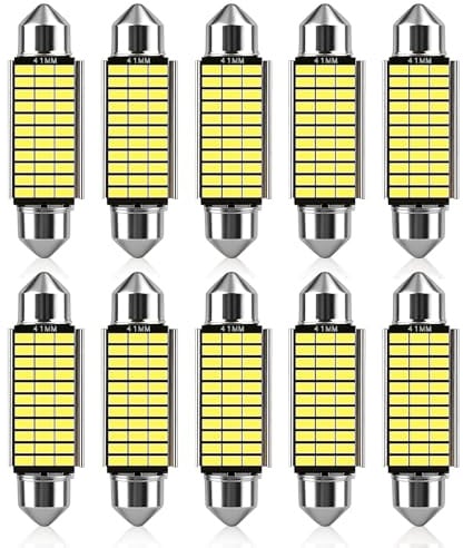 Wowsofty 10pcs C5W LED Ampoules Feu Blanc Navette Led 12v pour Habitacle | 6500K,600LM,33MSD-3014 Chipsets Ampoules LED,Lumières Intérieures de Dôme de Carte,Ampoule Plaque Immatriculation,