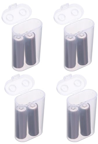 QUARKZMAN 2 x Batterie 18650 Confezione Da 4 Organizzatore Per Batterie | Porta Batterie Contenitore Da Garage, Custodia In Plastica Trasparente, Scatola Contenimento, Portatile