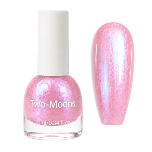 Pink Glitter Nail Polish, Nail Varnish Quick Dry, Light Pink Nail Polish with Sparkly Shimmer, Water-Based Peel Off Non-Toxic No UV Lamp Needed, Glossy Finish for Home Manicure