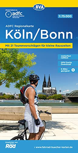 ADFC-Regionalkarte Köln/Bonn, 1:75.000, mit Tagestourenvorschlägen, reiß- und wetterfest, E-Bike-geeignet, mit Knotenpunkten, GPS-Tracks-Download (BVA ADFC Regionalkarte)