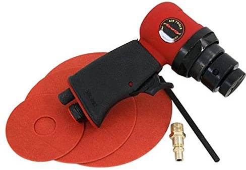 Neilsen CT1077 5in (125mm) High-Speed Air Sander with 16,000 RPM, Built-in Speed Regulator, and 3 Fibre Backing Pads