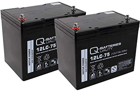 Blei Akku Batterie 2 x 12V/75Ah wie 77Ah für Rollstuhl Elektromobil Orthopedia Allround 960S