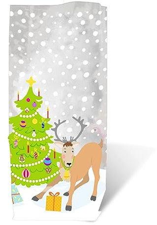 Ursus 6140000 - Geschenk Bodenbeutel, Rentiere, 10 Stück, aus lebensmittelechter Folie, ca. 11,5 x 19 cm, transparent, bedruckt, ideal für kleine Überraschungen