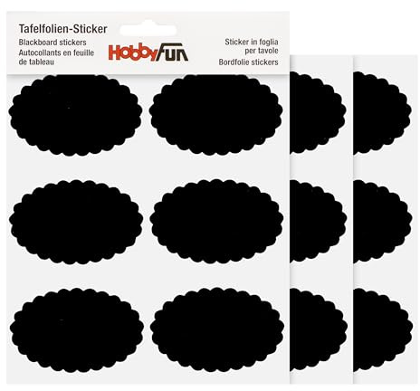 Hobbyfun Tafelfolien-Sticker Oval gewellt 18 Stk 7.7x4.9cm selbstklebend