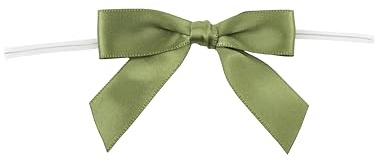 Reliant Ribbon 100 Piece Bow 2.5 Span X 1.75 Tails Twist Tie Ribbon, Moss, 5/8