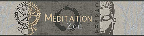 A.S. Création Bordüre Cocktail Borte Meditation Zen Wellness 5,00 m x 0,13 m braun grau metallic Made in Germany 943141 94314-1