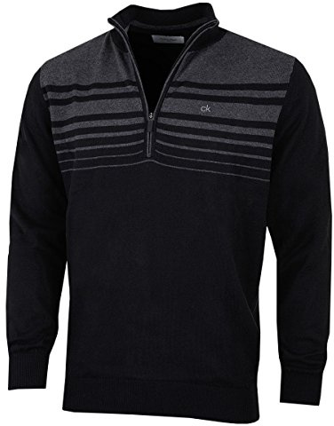 Calvin Klein Mens Rapid 1/2 Zip Sweater - Blk/Cha - M