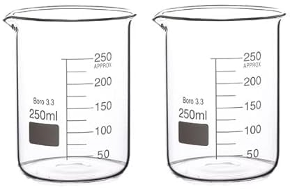 Rocwing Boro 3.3 Glass Graduated Measuring Beaker for Lab or Kitchen (2x250ml)