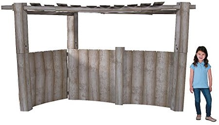 Fun Express Nativity Stable Backdrop - Large 3D Cardboard Stand Up for Christmas Pageant Props | Life Size Manger Scene Background for Church Plays & Live Nativity Decorations | 114 x 44 x 66