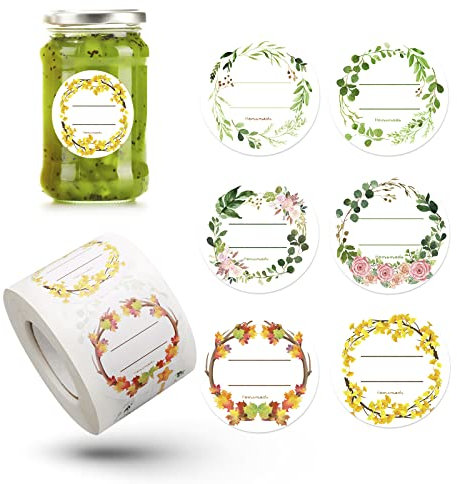 Pegatinas Etiqueta Adhesiva Pegatina Rollo,Pegatinas papel kraft,etiquetas autoadhesivas,redondas, para regalo, Boda, productos hechos a mano (flor 4)